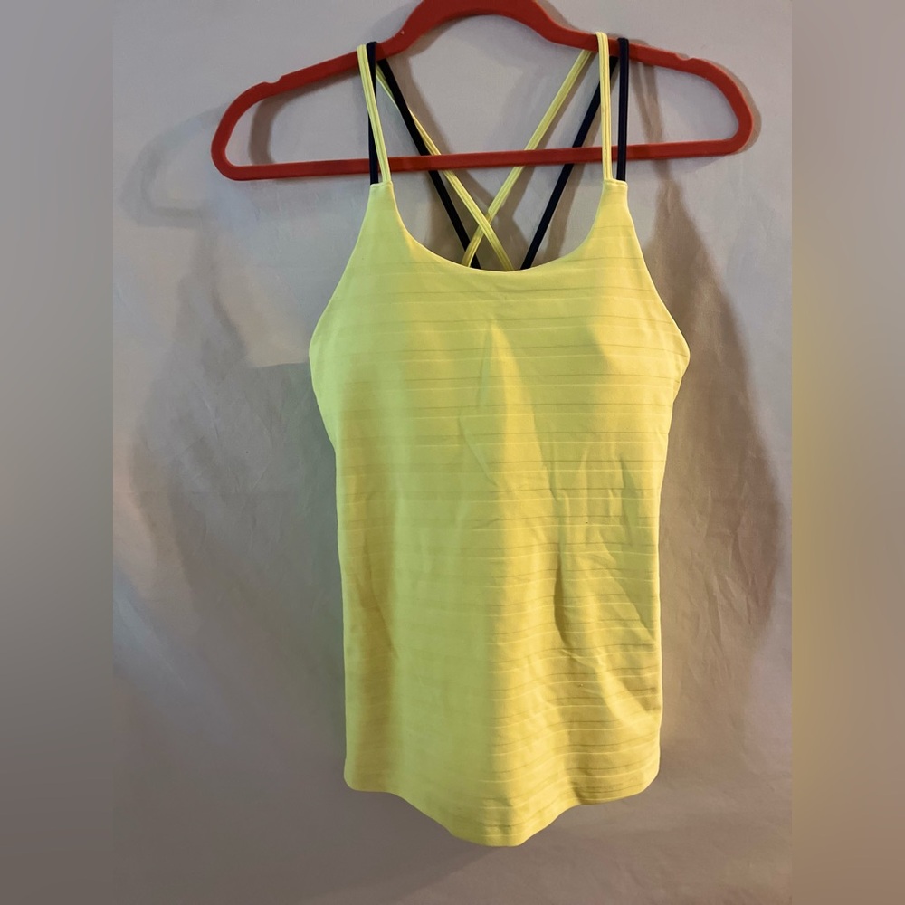 Adidas yellow workout top with build in bra Medium